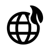 Icon schwarz Globus mit Blatt