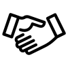Icon schwarz Handschlag für Zusammenarbeit und Vertrauen