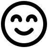 Icon schwarz lächelnder Smiley mit geschlossenen Augen