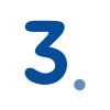 Icon blau Zahl Drei zur Darstellung einer Reihenfolge oder Nummerierung