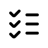 Icon schwarz Checkliste mit Häkchen für Aufgabenübersicht