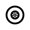 Icon schwarz Reifenwechsel mit Rad für Service am Fahrzeug