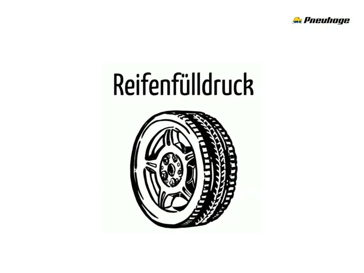 Skizze eines Reifens mit der Aufschrift „Reifenfülldruck“ auf weißem Hintergrund.