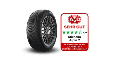 Michelin Alpin 7, Premium-Winterreifen für PKW, SUV und Elektroautos, mit Testlabel AvD 2026