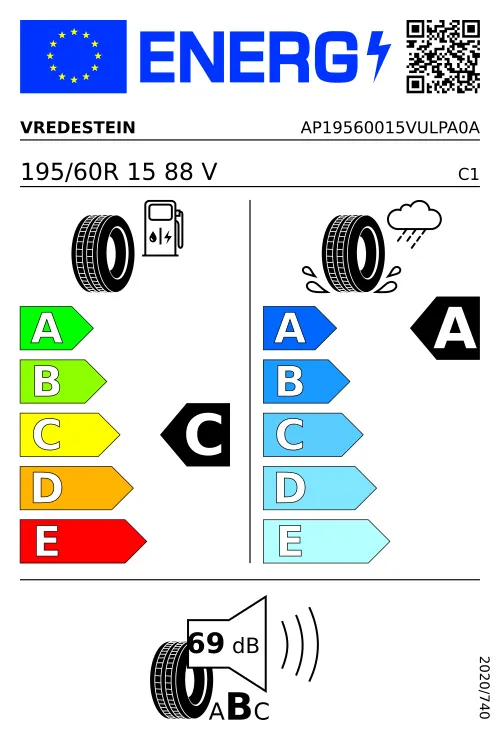  VREDESTEIN ULTRAC PLUS 195/60 R15 88 V