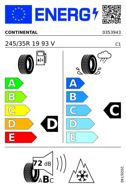  CONTINENTAL ContiWinterContact TS 830 P 245/35 R19 93 V
