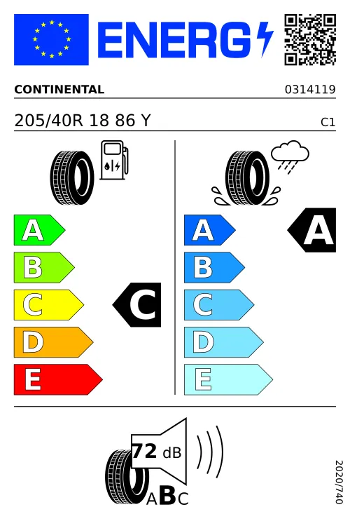  CONTINENTAL PremiumContact™ 7 205/40 R18 86 Y