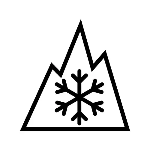 Schneeflocke im Bergpiktogramm als 3PMSF Kennzeichnung für Winterreifen