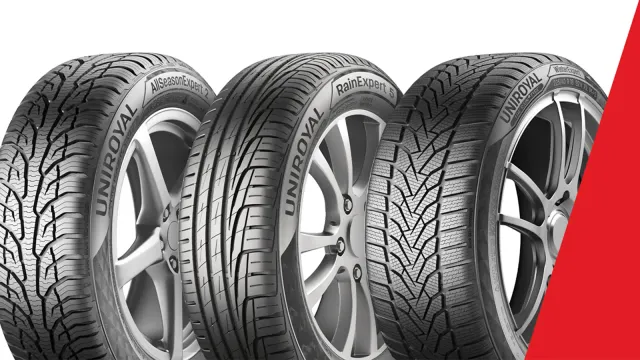 Drei Uniroyal Reifen nebeneinander: AllSeasonExpert 2, RainExpert 5, WinterExpert
