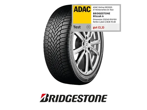 Bridgestone Blizzak 6, Premium-Winterreifen für PKW, SUV und Elektrofahrzeuge, mit Testlabel ADAC "gut" 2025