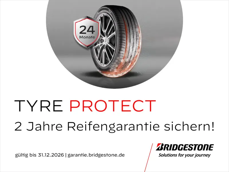 Werbebild Bridgestone Aktion Tyre Protect 2  Jahre Reifengarantie sichern mit Bridgestone Reifen